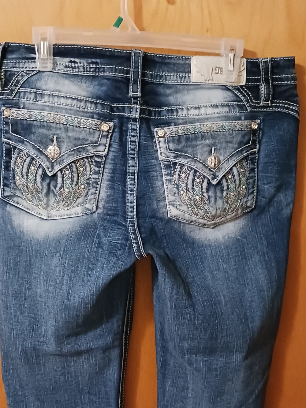 Miss Me Blue Embroidered Skinny Jeans 34/30